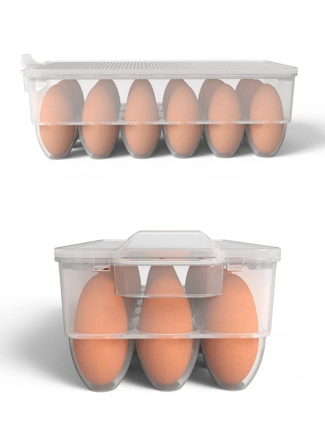 WYT Clear Covered Egg Holder 3-Pack, Plastic Egg Storage for Refrigerator, Egg Tray Container with Lid, Fits 18 Eggs - Image 3